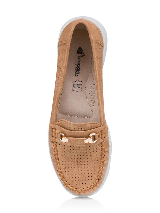 Leder Damen Mokassins in Braun Farbe