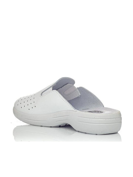 Sunshine Femei Din piele Anatomici Sabot Albe