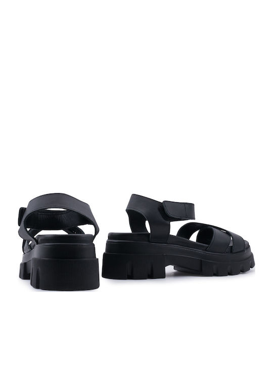 Women's Flat Sandals with Strap Flatforms in Black Color