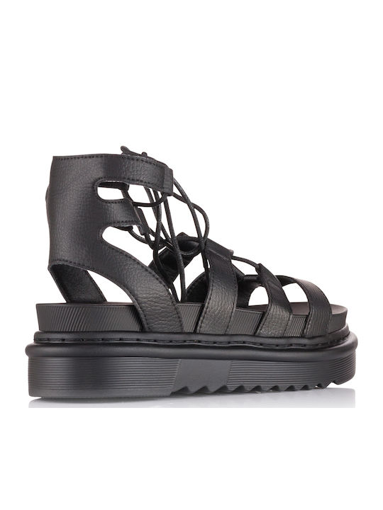 Leather Women's Flat Sandals Black