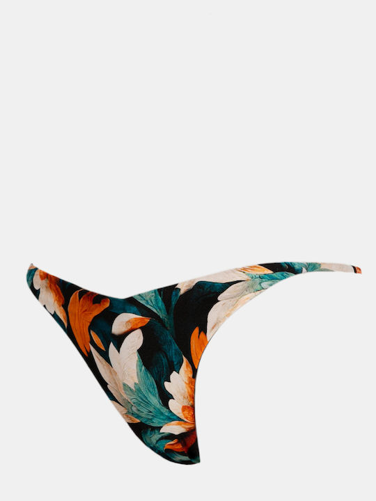 Art Print Bikini Slip Navy Μπλε