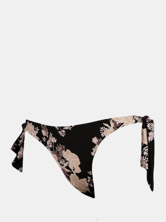 Peony Print Bikini Brazil με Κορδονάκια Πολύχρωμο