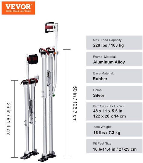Aluminum Stilts 91.4-126.7 Cm 2 Pcs Vevor Sgbgqycys3650py9hv0