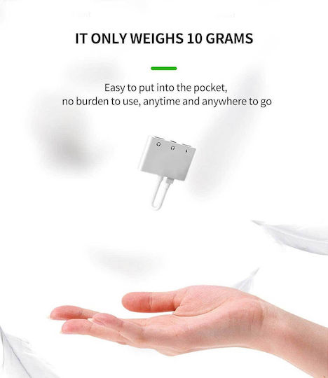 Apple Μετατροπέας Lightning male σε 3.5mm / Lightning female Λευκό 1τμχ 1000-42170140