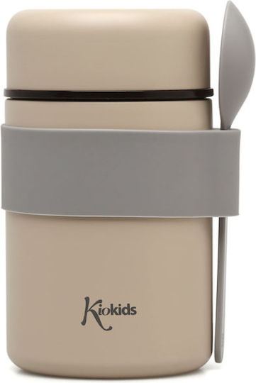 Kiokids Baby Food Thermos with Stainless Steel Spoon Beige 500ml 4251