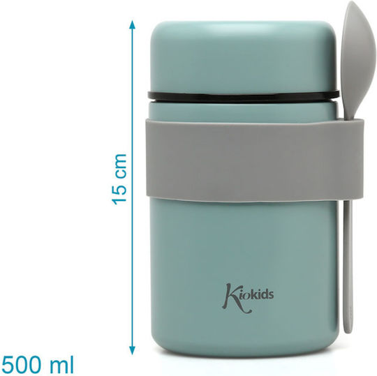 Kiokids Baby Food Thermos with Stainless Steel Spoon Mint 500ml 3722
