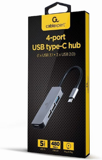 Gembird USB Хъб 4 Порта USB 3.1 с Връзка USB-A Сребрист