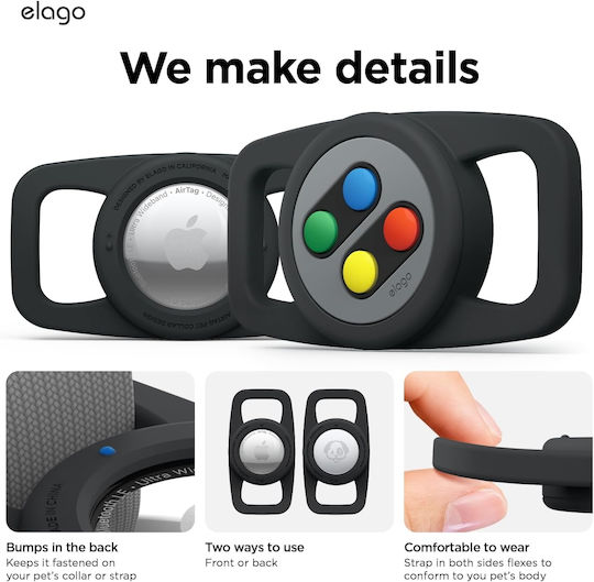 Elago W5 Pet Collar Case Premium Silicone Case for Apple AirTag Pet Collar Black Eat-w5-pet-bk Eat-w5-pet-bk