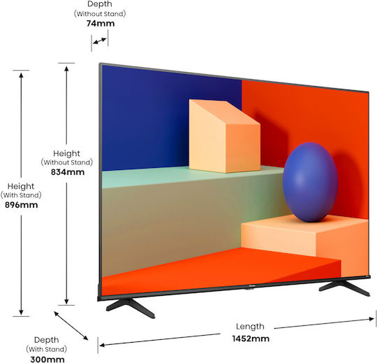 Hisense Smart Τηλεόραση 65" 4K UHD LED A6K HDR (2023) 65A6K