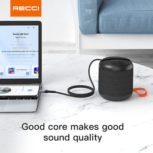 Recci Braided USB 2.0 Cable USB-C male - 3.5mm Black 1m