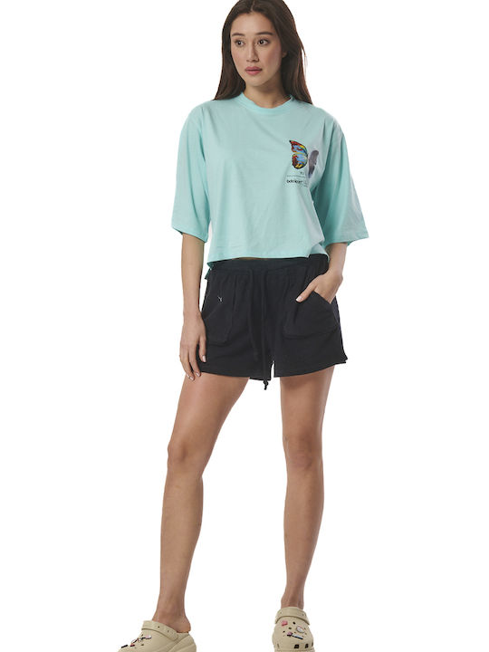 Body Action Women's Athletic Crop T-shirt Turquoise