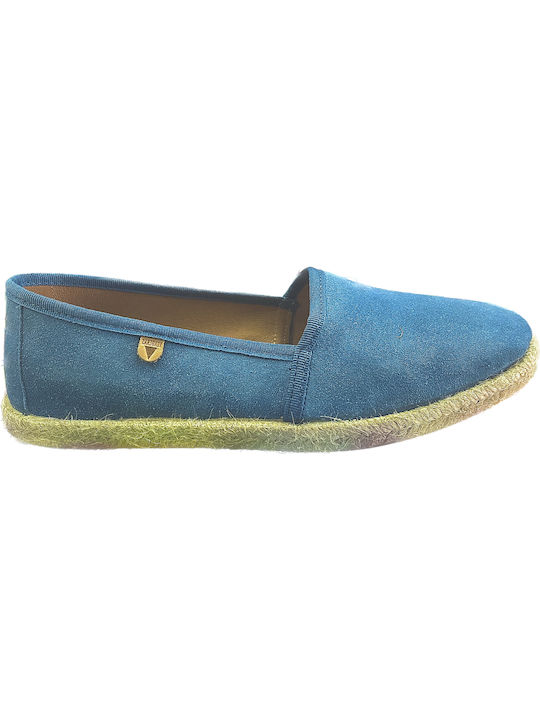 WOMEN'S LEATHER ESPADRILLES VERBENAS CLOE BLUE-JEAN