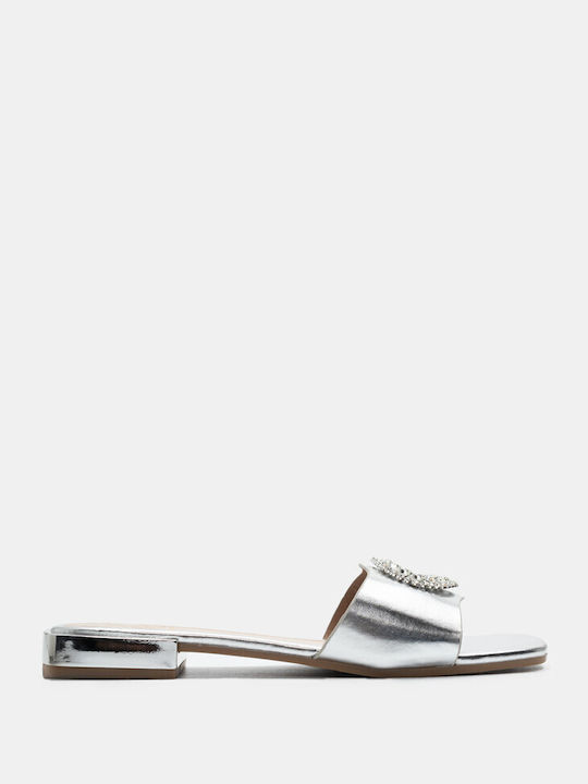 Luigi Women's Flat Sandals in Silver Color