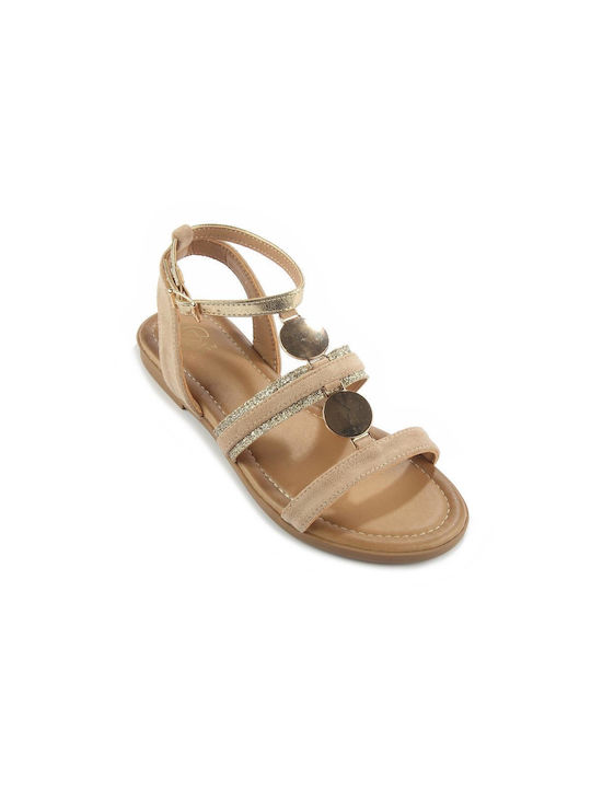 Fshoes Damen Flache Sandalen in Beige Farbe