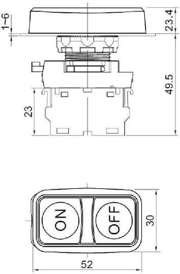 Tracon Electric Button Panel Push Button Switch 230V 6A
