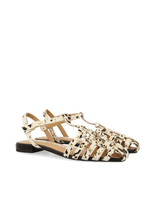 Gioseppo Leder Damen Flache Sandalen in Weiß Farbe