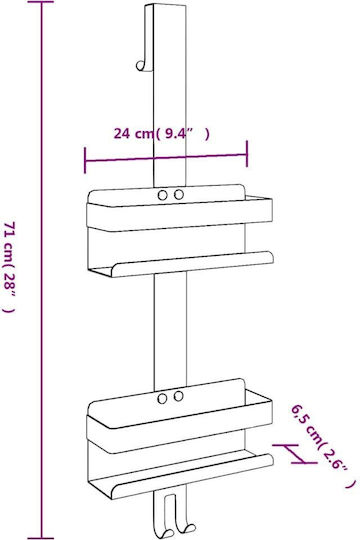 vidaXL An der Wand montiert Badezimmerregal Metallisch 24x6.5x10cm Silber