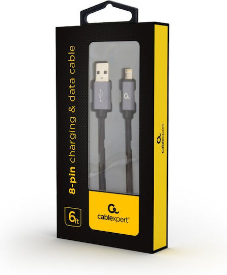 Gembird Braided USB-A to Lightning Cable Μαύρο 1.8m (CCB-MUSB2B-AMLM-6)