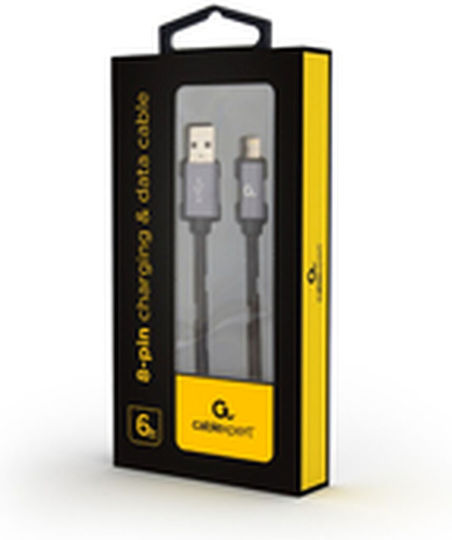 Gembird Braided USB-A to Lightning Cable Μαύρο 1.8m (CCB-MUSB2B-AMLM-6)