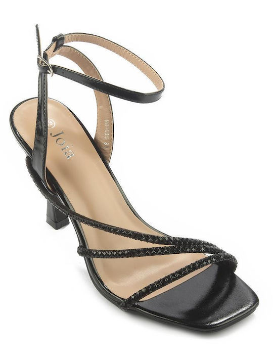 Fshoes Damen Sandalen mit Dünn hohem Absatz in Schwarz Farbe