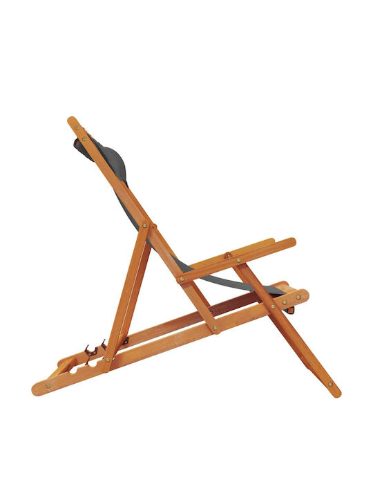 Liegestühle Holz mit Gray Stoff 2Stück 60x112x81cm