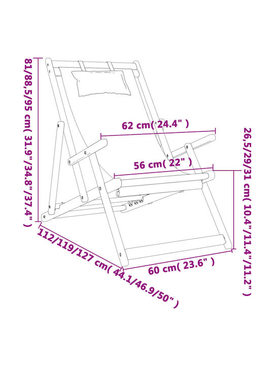 Σεζλόνγκ Ξύλινη με Κόκκινο Ύφασμα 2τμχ 60x112x81cm