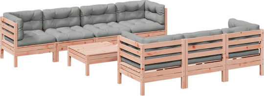 vidaXL Garden & Outdoor Furniture Sets Living Room Set Pieces Grey with Pillows 8 Pieces