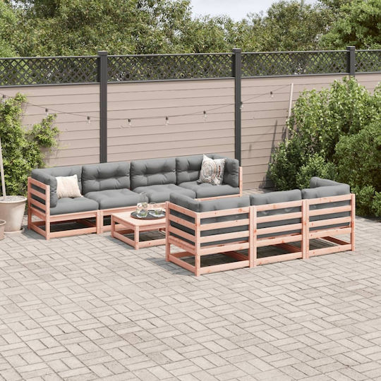 Set Cameră De Zi Pentru Exterior 8 Piese Gri Cu Perne