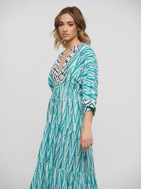 Ble Resort Collection Midi Rochie Green/white/black