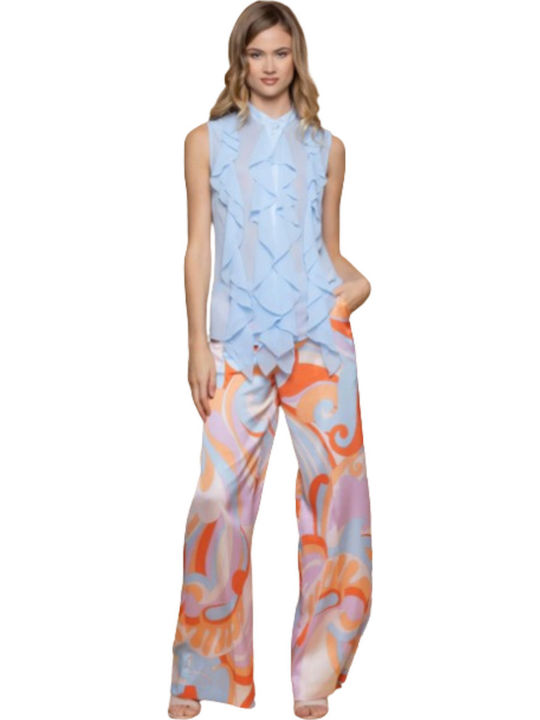 Women's Fabric Trousers Loose Fit Purple