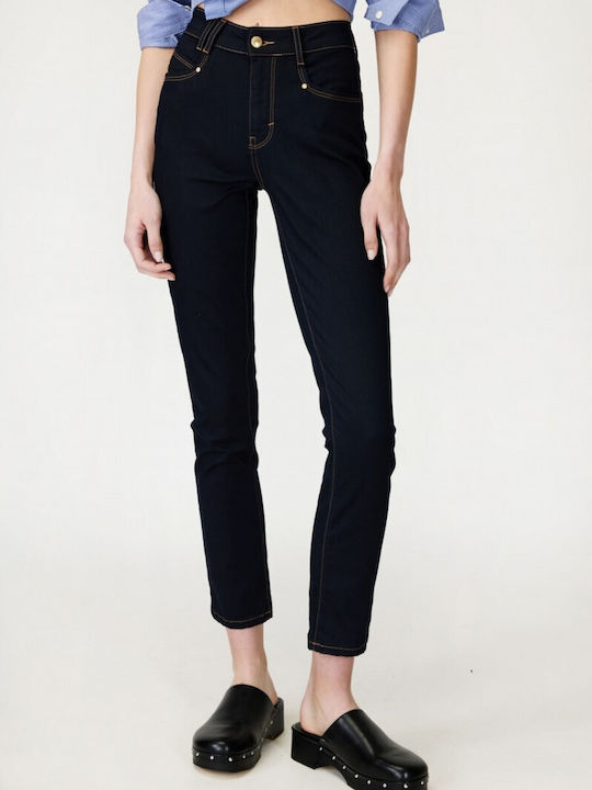 Sarah Lawrence High Waist Women's Jean Trousers in Skinny Fit Navy Blue