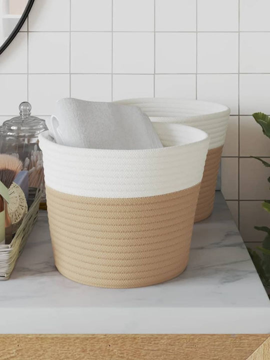 vidaXL Καλάθι Αποθήκευσης Υφασμάτινο Μπεζ 24x24x18cm 2τμχ