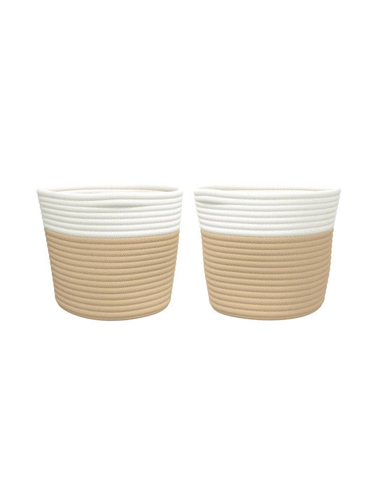 vidaXL Καλάθι Αποθήκευσης Υφασμάτινο Μπεζ 24x24x18cm 2τμχ