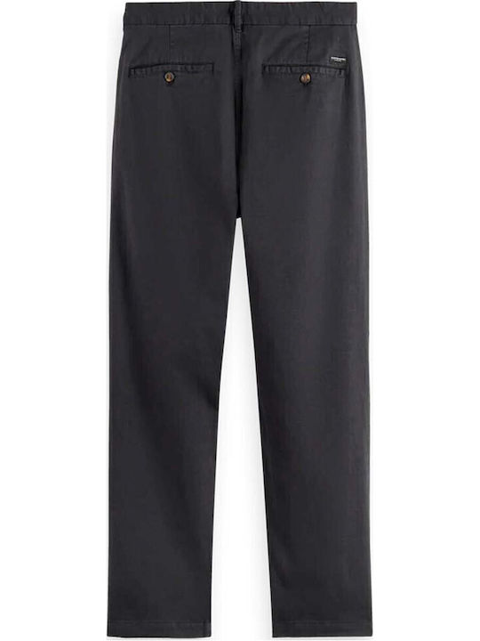 Trousers Chino Elastic in Straight Line Black