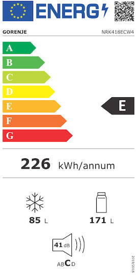Gorenje Ψυγειοκαταψύκτης 256lt NoFrost Υ182.4xΠ55xΒ57εκ. Λευκός NRK418ECW4