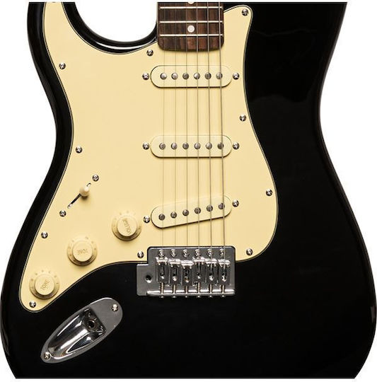 Stagg SES-30 Ηλεκτρική Κιθάρα για Αριστερόχειρες ST Style με SSS Διάταξη Μαγνητών Black