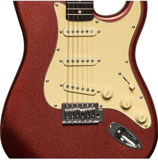 Stagg SES-30 Electric Guitar Stratocaster with SSS Pickup Configuration Candy Apple Red
