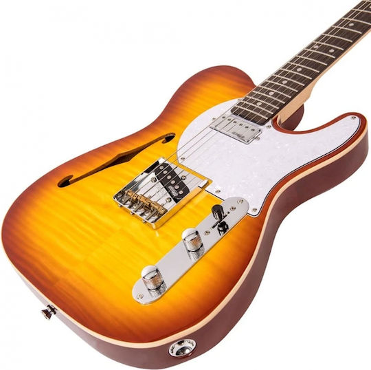 Vintage V72 ReIssued Ηλεκτρική Κιθάρα T Style με HS Διάταξη Μαγνητών Flame Tobacco Burst