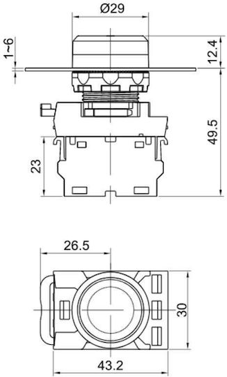 Tracon Electric Μπουτόν Βιομηχανικού Τύπου NYK3-Y