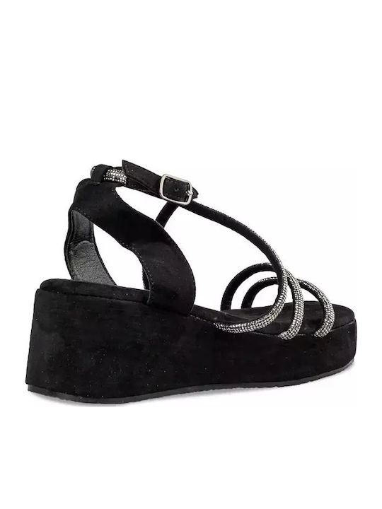 Women's Synthetic Leather Ankle Strap Platforms Black