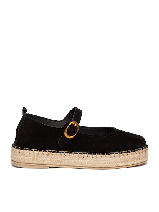 Women's Leather Espadrilles Black