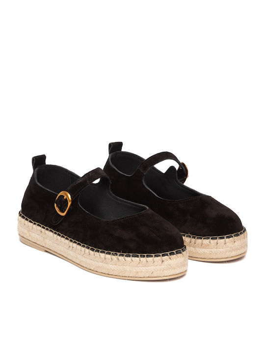 Women's Leather Espadrilles Black