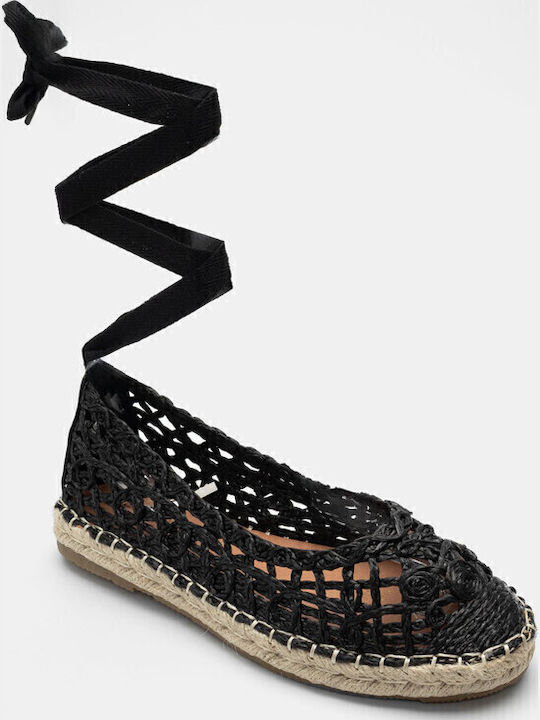 Împletite Espadrile dama în culoarea Negru
