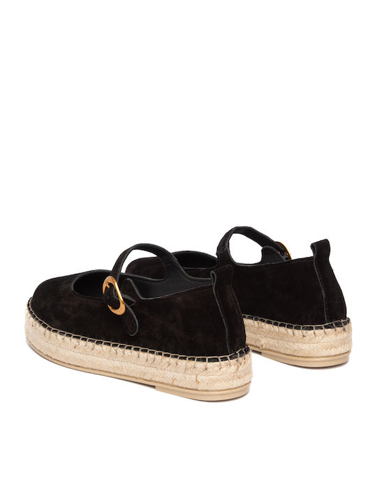Women's Leather Espadrilles Black