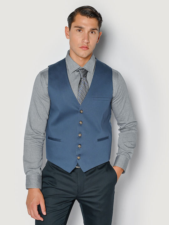 Sogo Men's Vest Slim Fit Blue