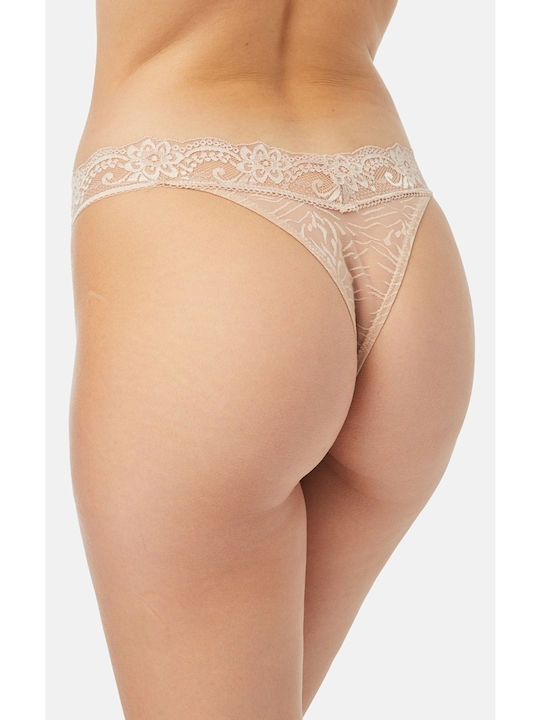 Minerva Women's String with Lace Beige