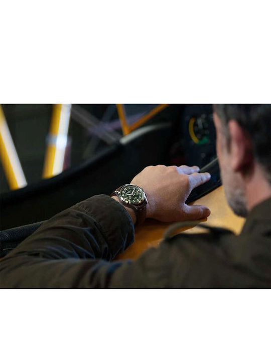 Raymond Weil Freelancer Ανδρικό Ρολόι 42mm Χρονογράφος Αυτόματο με Καφέ Δερμάτινο Λουράκι
