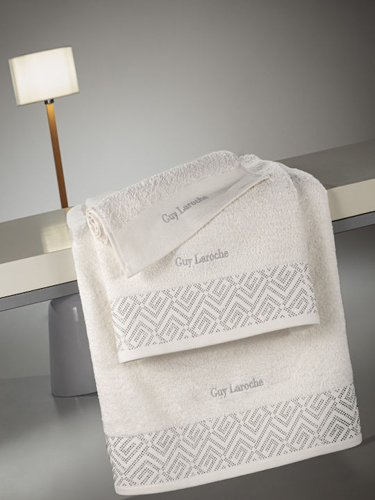 Guy Laroche Σετ Πετσέτες Μπάνιου 3τμχ Emblem Ivory Βάρους 500gr/m²