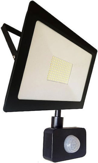 Retlux Στεγανός Προβολέας LED 50W Φυσικό Λευκό 4000K με Αισθητήρα Κίνησης IP65