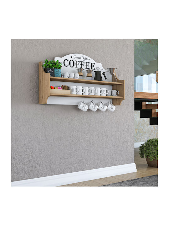 Shelf Wall Barke Walnut-white 120x25x70cm